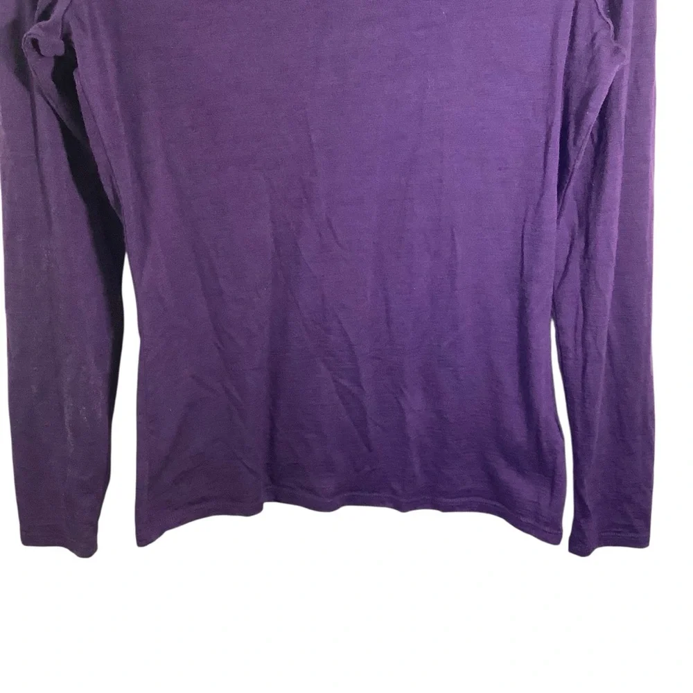 Seg’ments Women’s Merino Wool V-Neck Long Sleeve Top - Purple Baselayer - Picture 2 of 7
